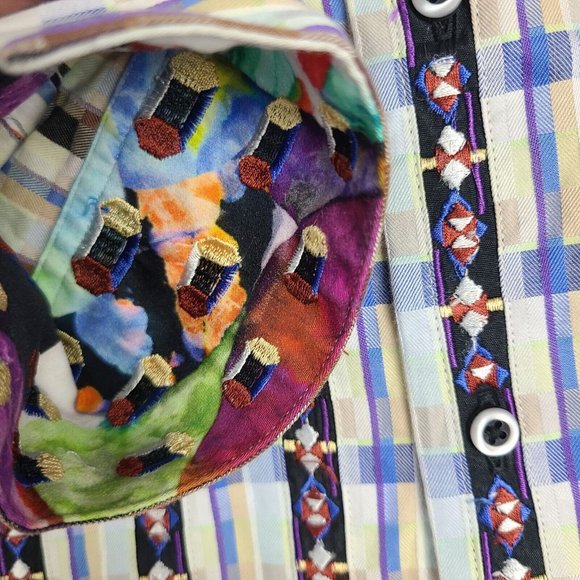 Robert Graham Mens L/S Embroidered Plaid Western Style Shirt Size X-Large‎ - Picture 6 of 12